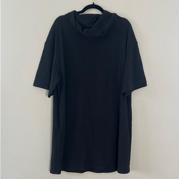 UGG Organic Cotton Hoodie Dress Black Size L Oversized Short Sleeve Lounge - Picture 2 of 6